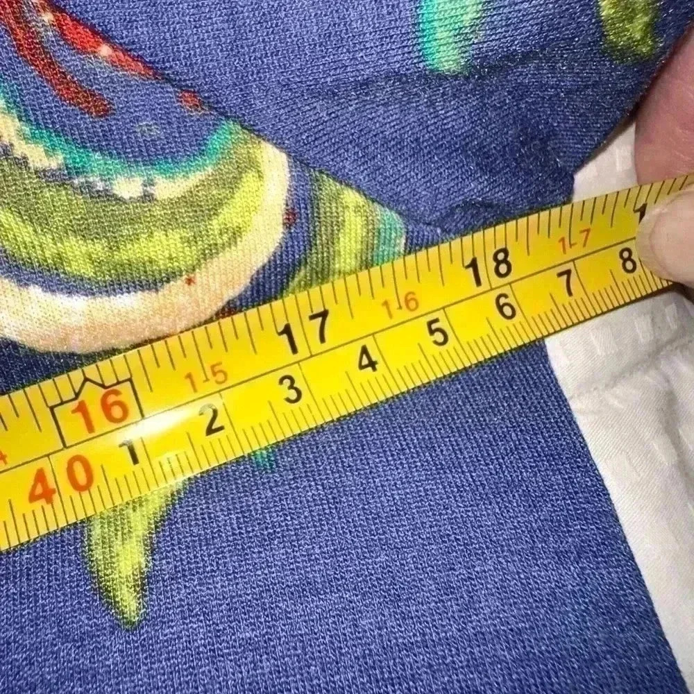 Lularoe small blue Classic T with roosters! NWOT. Red& green accent colors. - Picture 4 of 6
